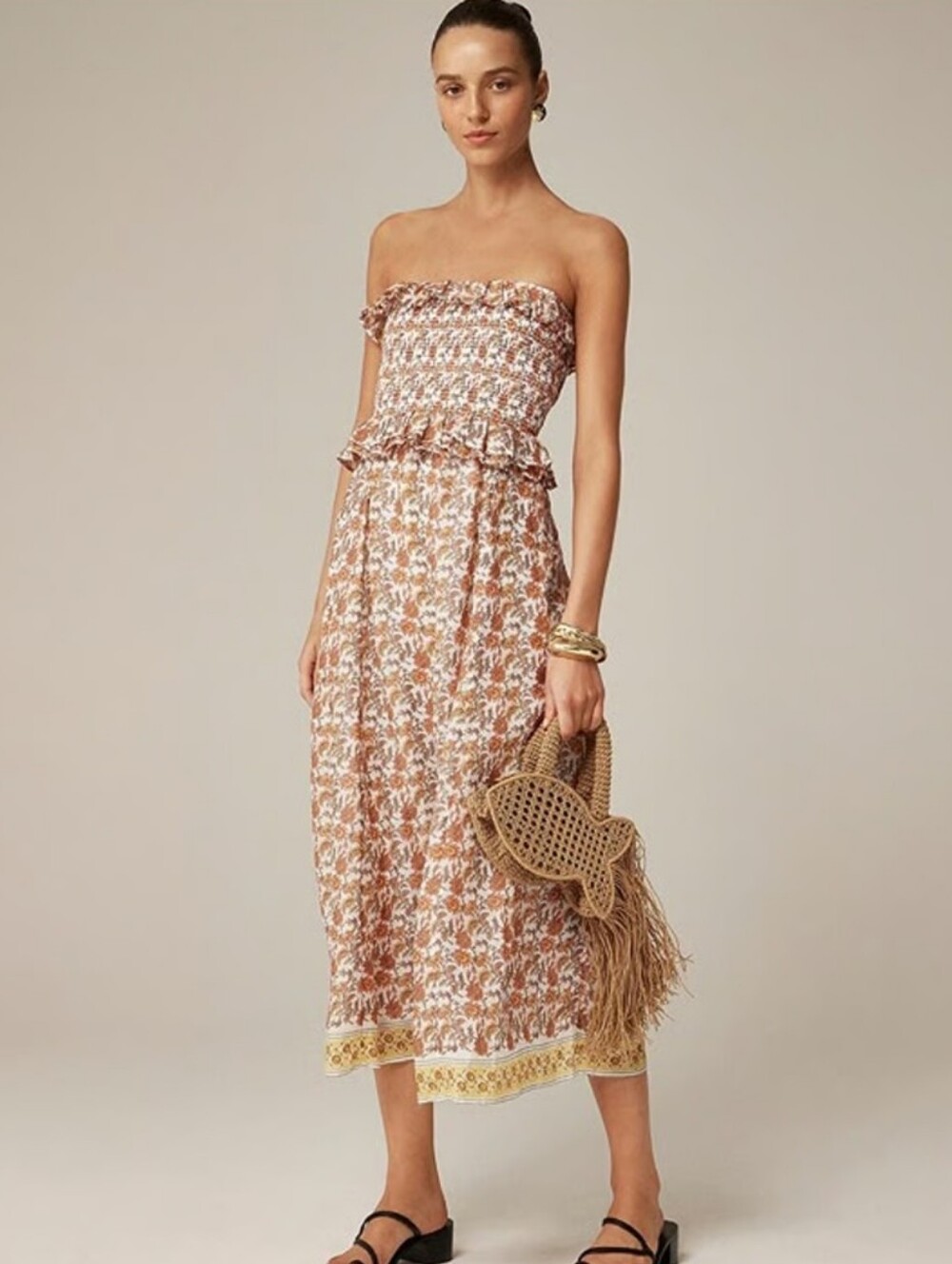 J. Crew Ravenna Dress in Sunset Rose Block-Print Ramie XXS NWT